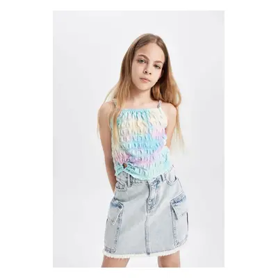 DEFACTO Girl's Ruffle Collar Colorful Undershirt