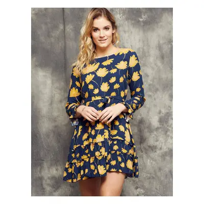 Cocomore Boutiqe floral dress tied at the waist navy blue