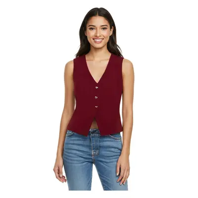 Trendyol Claret Red Fitted Crop Heart Buttoned Vest