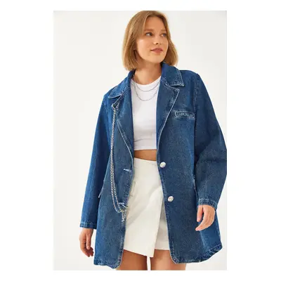 Bianco Lucci Women's Chain Denim Jacket