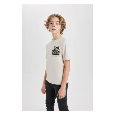 DEFACTO Boys' Crew Neck Printed Short Sleeve T-Shirt