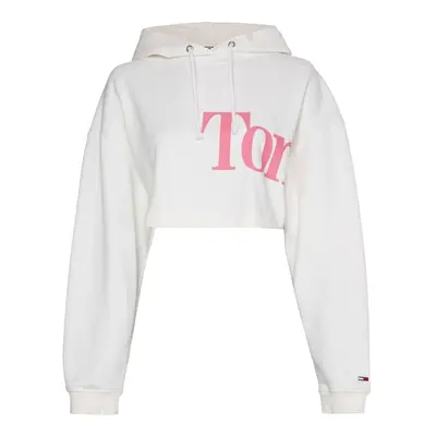 Tommy Jeans Sweatshirt - TJW SUPER CROP BOLD TOMMY HOODIE white