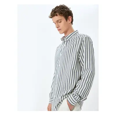 Koton Long Sleeve Button Down Shirt Slim Fit Collar Striped shirt