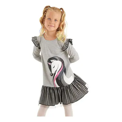 Denokids Elegant Unicorn Gray Girls' Dress