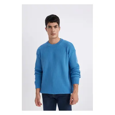 DEFACTO Oversize Fit Wide Pattern Crew Neck Knitwear Sweater