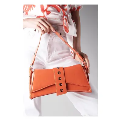 Mio Gusto Orange Color Hand And Shoulder Women's Baguette Bag