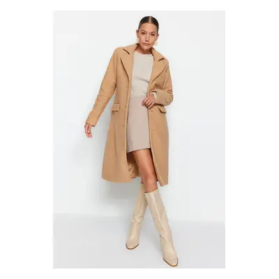 Trendyol Camel Long Boucle Coat