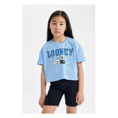 DEFACTO Girls Looney Tunes Crew Neck Short Sleeve Crop T-Shirt