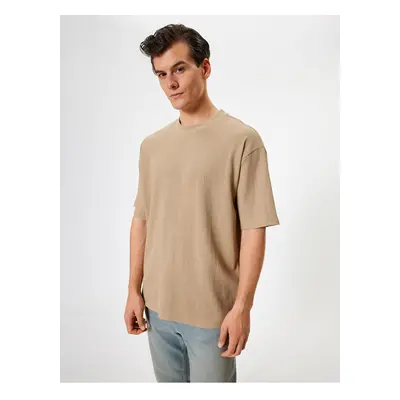 Koton Oversize T-Shirt Short Sleeve Crew Neck Textured