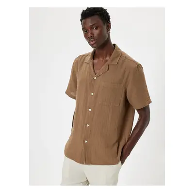 Koton Short Sleeve Shirt Textured Pocket Detail Cotton