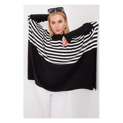 Bigdart Slit Poncho Sweater - F. Black