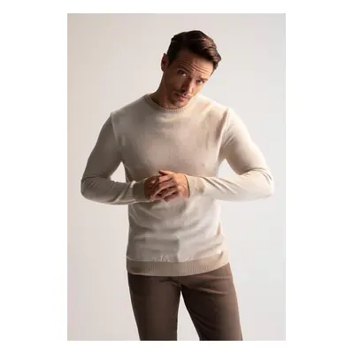 DEFACTO Slim Fit Crew Neck Patched Sleeve Detailed Knitwear Sweater R1110az22wn