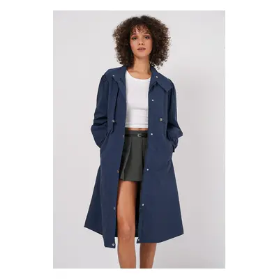 Bigdart Lined Long Trench Coat - Navy Blue