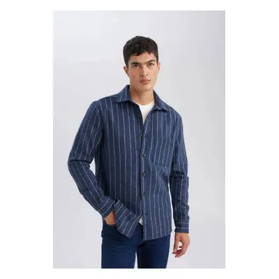 DEFACTO Regular Fit Polo Collar Striped Lumberjack Long Sleeve Shirt