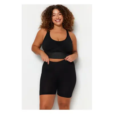 Trendyol Curve Black Short High Waist Knitted Plus Size Leggings