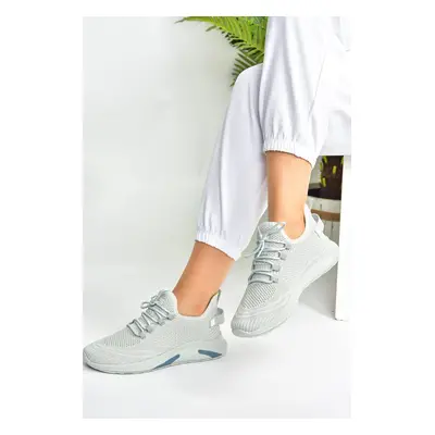 Fox Shoes Gray Knitwear Fabric Women's Sports Shoes