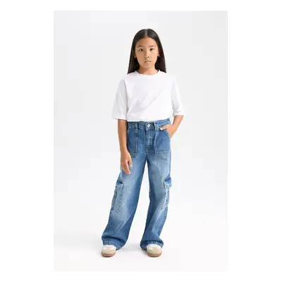 DEFACTO Girls Wide Leg Cargo Wide Leg Jeans