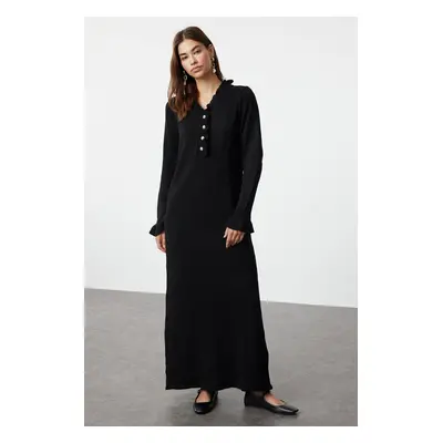 Trendyol Black Pearl Detailed Soft Textured Knitwear Dress