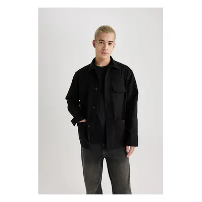 DEFACTO Relax Fit Cotton Pocket Long Sleeve Shirt Jacket