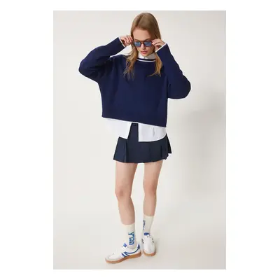 Happiness İstanbul Women's Navy Blue Basic Knitwear Sweater