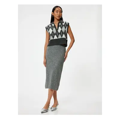 Koton Standard Waist Midi Knitted Pencil Skirt