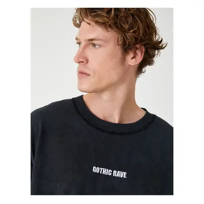 Koton Oversize T-Shirt Slogan Printed Short Sleeve Crew Neck Cotton