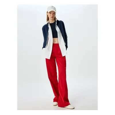 Koton Wide Leg Ribbed Elastic Waistband Piping Pocket Detailed Tracksuit Trousers