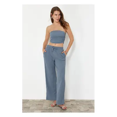 Trendyol Premium Indigo Wide Leg Flexible Knitted Trousers