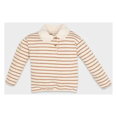 DEFACTO Baby Girl Striped Baby Collar Soft Furry Sweatshirt