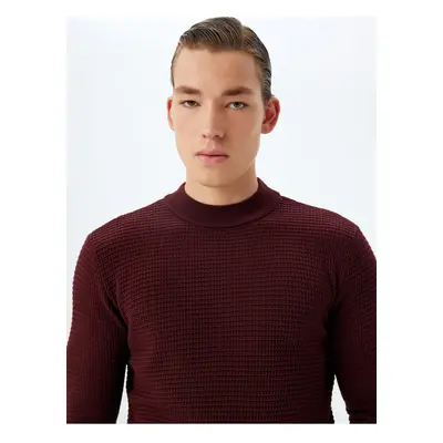 Koton Knitwear Sweater Crew Neck Basic Textured Cotton Blend