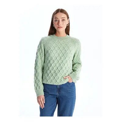 LC Waikiki Crew Neck Self-Patterned Long Sleeve Women's Knitwear Sweater - W40253z8