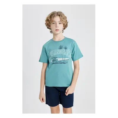 DEFACTO Boys' Crew Neck Printed Short Sleeve T-Shirt