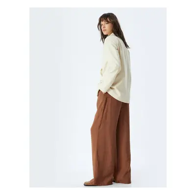 Koton Wide Straight Leg Pocket Pleated Detailed Modal Trousers