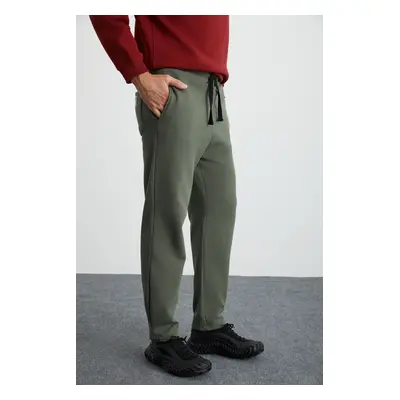 GRIMELANGE Internal Men's Soft, Comfortable Elastic Leg, Comfortable, Raised Khaki Sweatpant