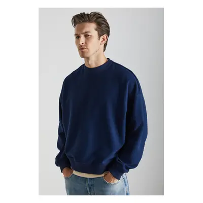 GRIMELANGE Jevon Men's 100% Cotton Navy Sweatshirt