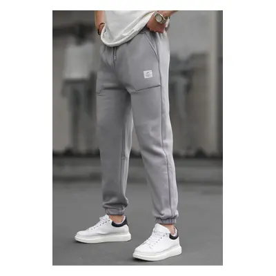 Madmext Dyed Gray Pocket Detailed Men's Basic Sweatpants