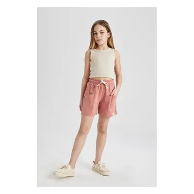 DEFACTO Girl's Pocketed Woven Labeled Shorts