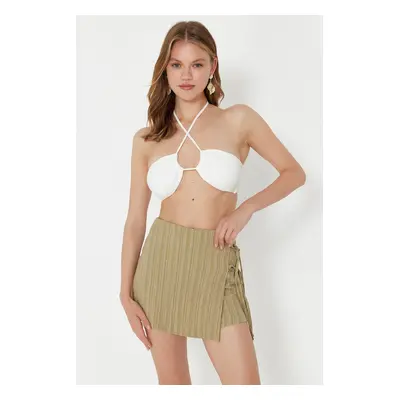 Trendyol Khaki Woven Tied Linen Blended Shorts Skirt