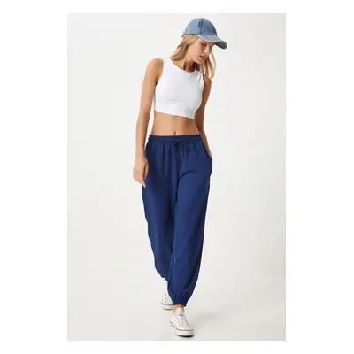 Happiness İstanbul Women's Navy Blue Modal Blend Jogger Sweatpants