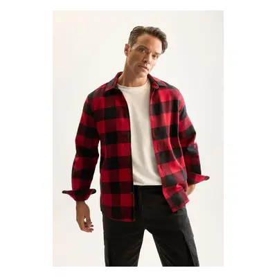 DEFACTO Regular Fit Polo Collar Plaid Lumberjack Flannel Long Sleeve Shirt D7191axns