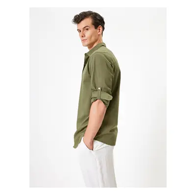 Koton Classic Shirt Long Sleeve Buttoned Sleeve Detailed Cotton