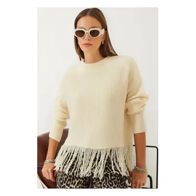 Bianco Lucci Women's Tassel Hem Knitwear Sweater