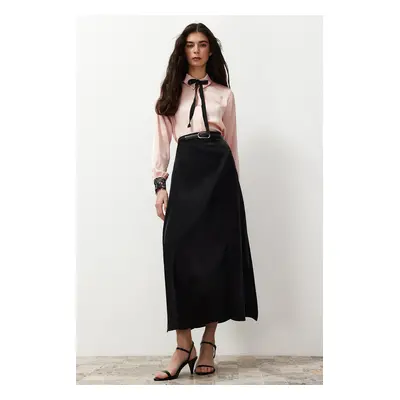 Trendyol Black Satin Woven Skirt