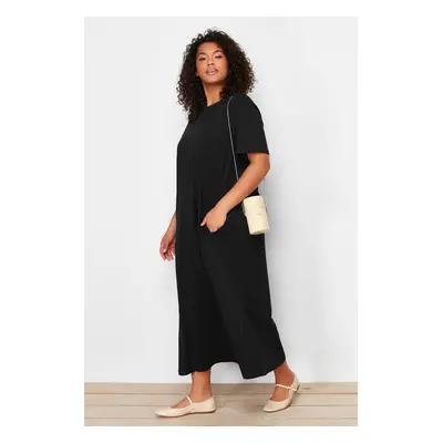 Trendyol Curve Black Jersey Knit Plus Size Dress