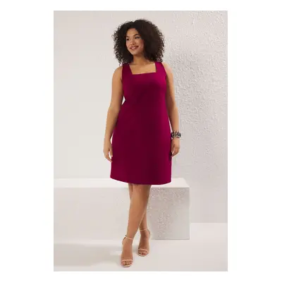 Trendyol Curve Damson Finike Weaving Plus Size Dress