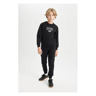 DEFACTO Boy 2-Piece Set Printed Crew Neck Sweatshirt Top Elastic Waist Jogger Tracksuit Bottoms