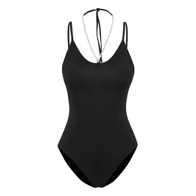 Trendyol Black V Neck Accessory Swimsuit