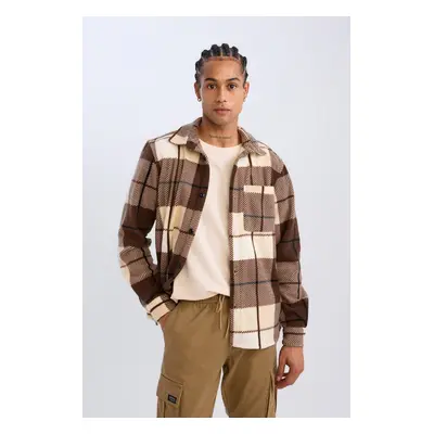 DEFACTO Regular Fit Checked Fleece Long Sleeve Shirt