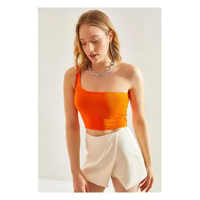 Bianco Lucci Women's One Shoulder Strap Crop Athlete