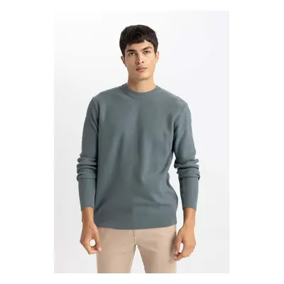 DEFACTO Standard Fit Regular Cut Crew Neck Mouline Patterned Knitwear Sweater